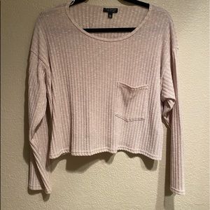 Topshop: Pink Longsleeve Crop Sweater